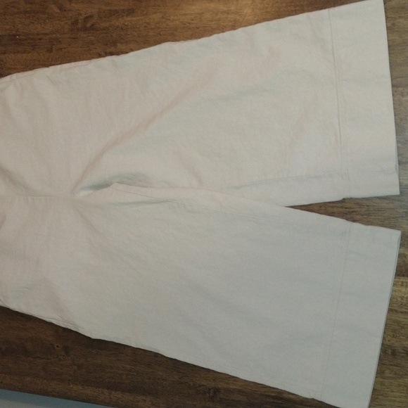 Joie Cream Wide Leg Cropped Pull On Elastic Waist Linen Blend Pants Lagenlook L - Picture 3 of 7